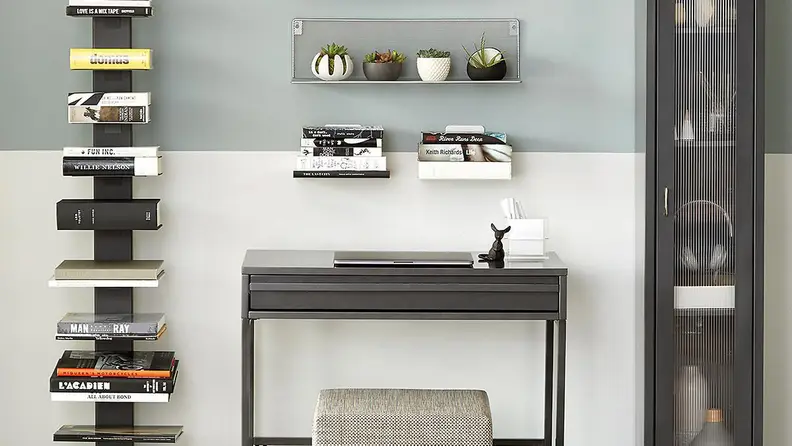 Keep your books in plain sight, with this vertical storage unit from The Container Store