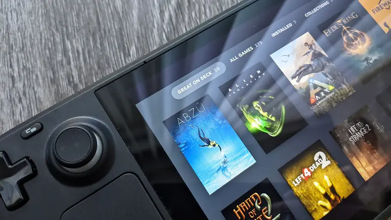 A close up of a handheld gaming console