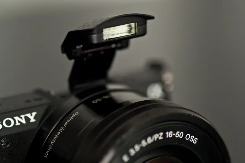 A photo of the pop-up flash on the A5100.