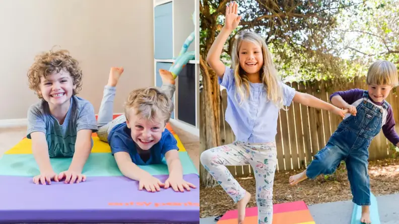 kids playing on antsy pants mat