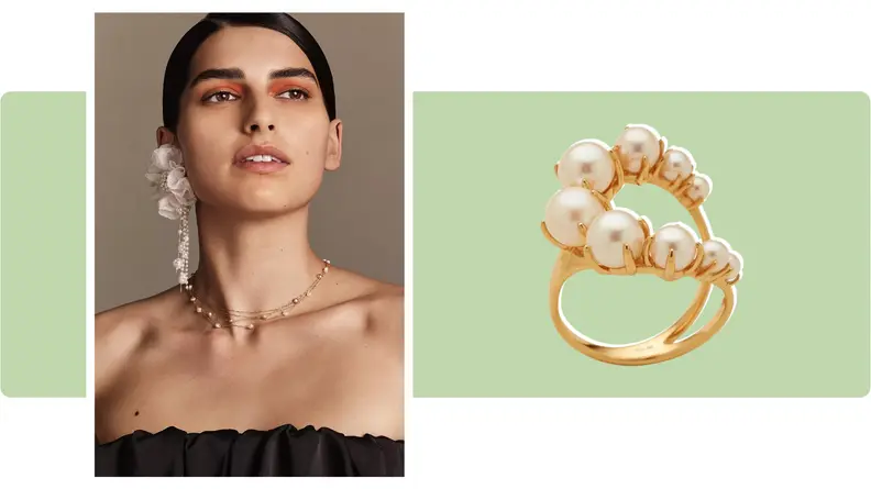 pearl ring and pearl necklace