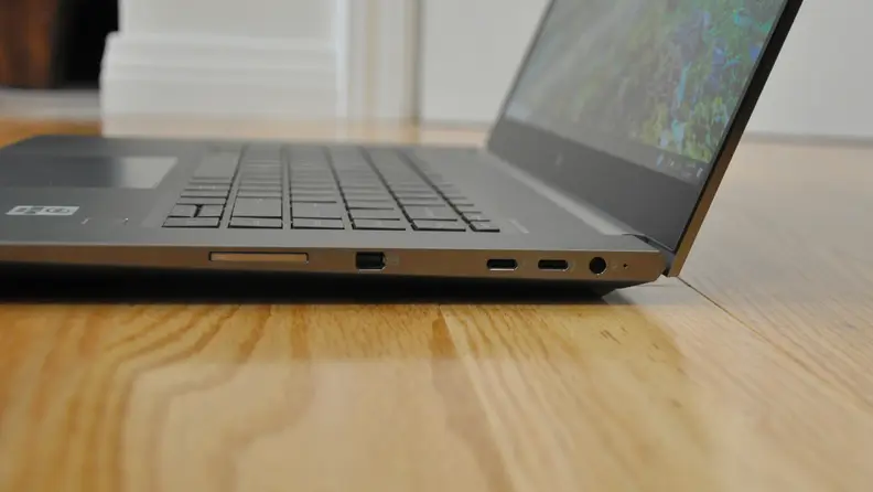 A close-up shot of ports on a ZBook Create G7.