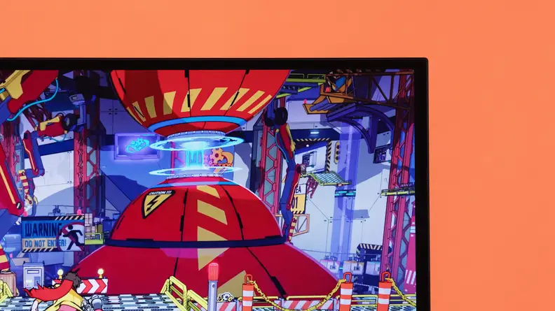 Close-up of the top right corner of the monitor.