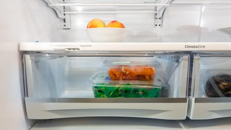 Fresh fruit is stored in a refrigerator's crisper