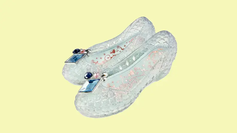 Cinderella shoes on a yellow background