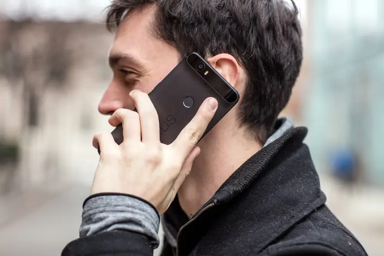 Nick taking a phone call on the Nexus 6P