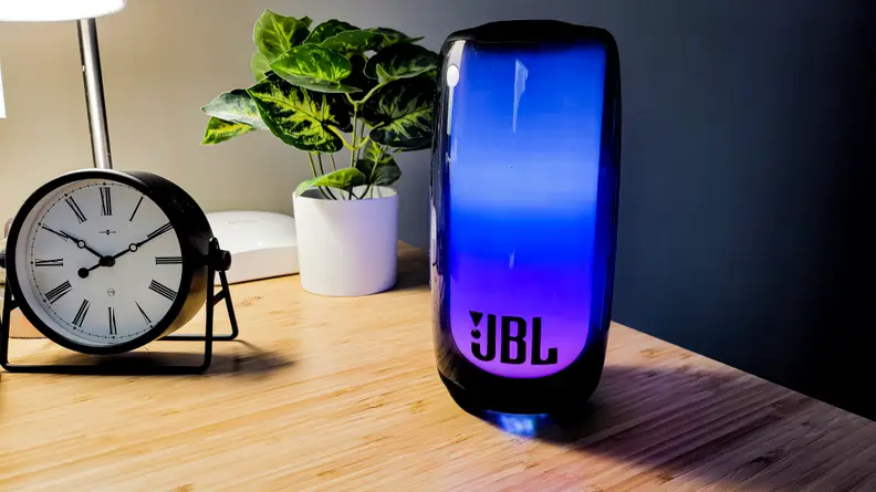 The JBL Pulse 5 on a desk