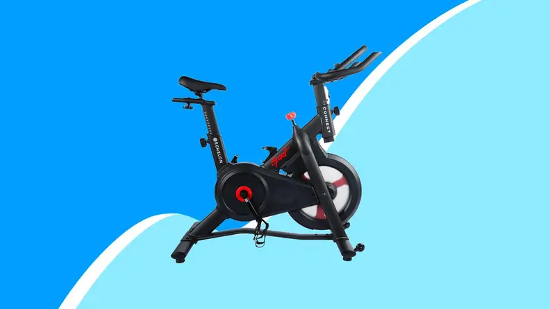 Exercise bike on blue background