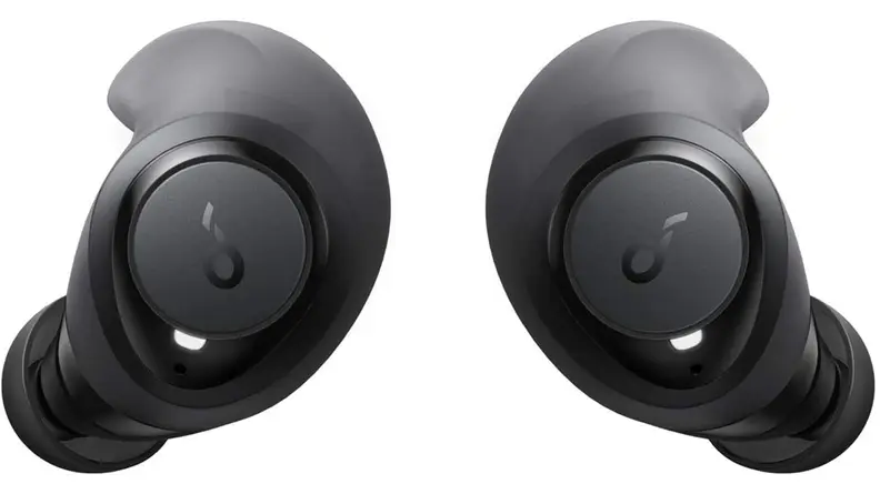 A pair of Anker Soundcore Life Dot earbuds on a white background.