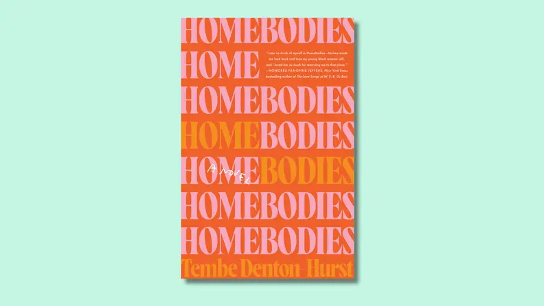 The cover of Homebodies against a teal background.