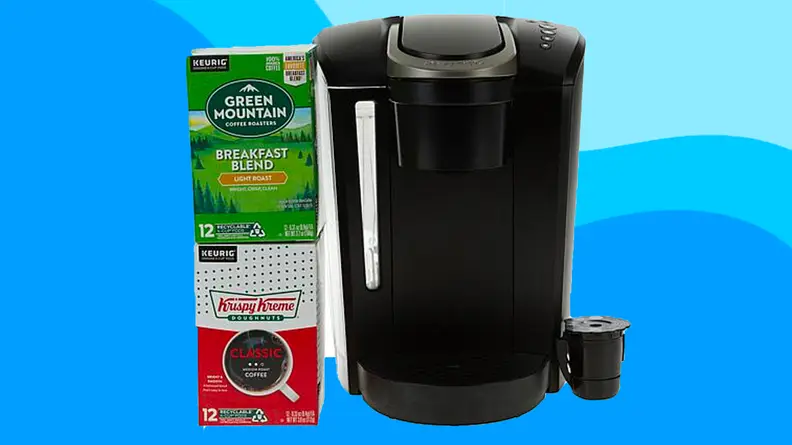 Keurig on a blue background