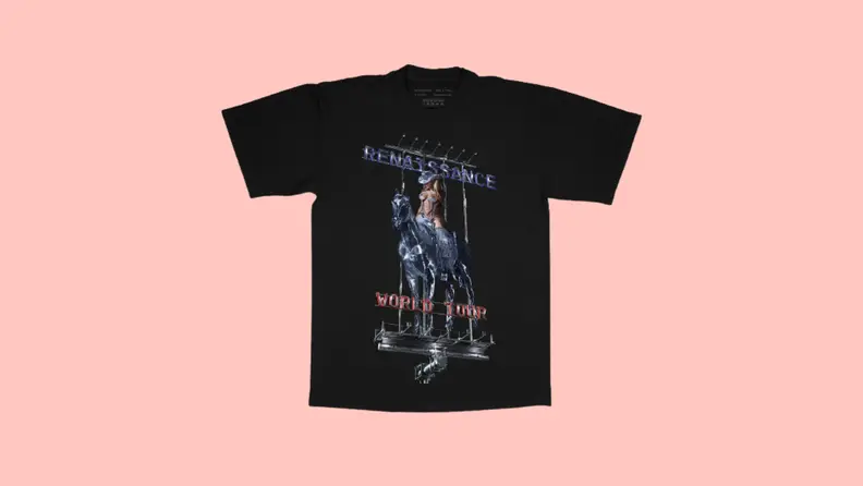 A T-shirt printed with an image of Beyonce at the Renaissance World Tour.
