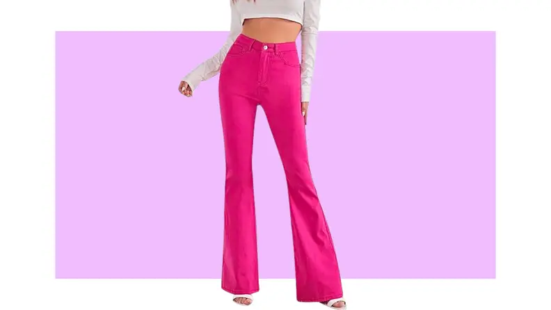 hot pink flare jeans