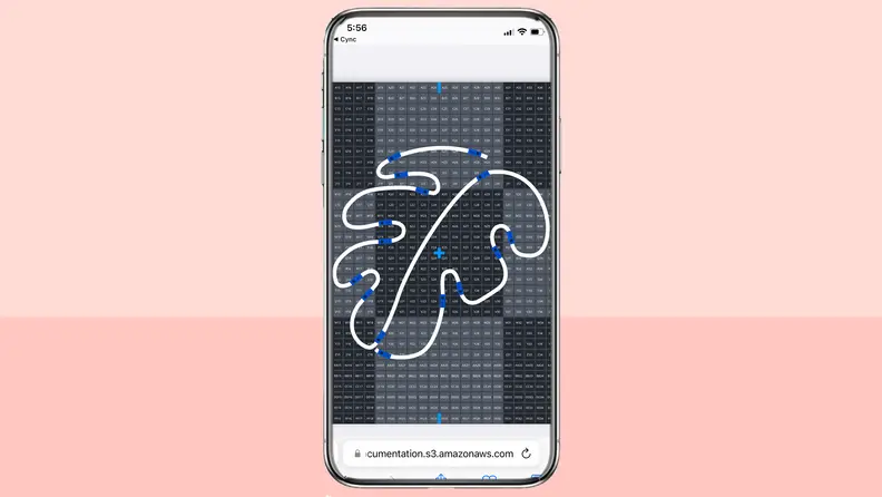 A screenshot from the smartphone companion app displaying a premade leaf design guide.