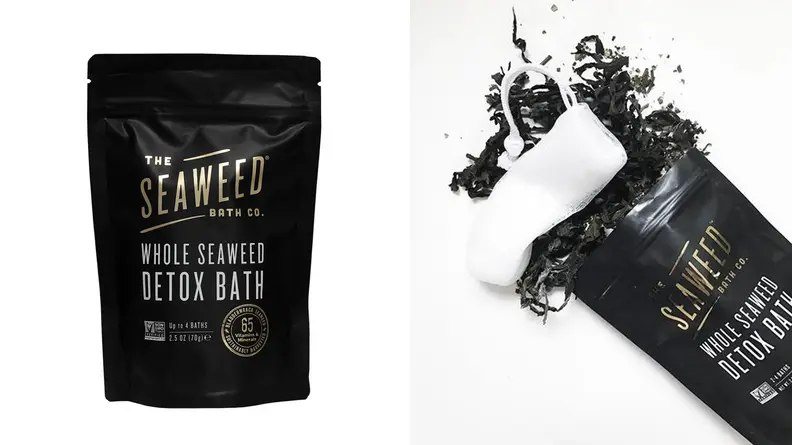 Two images of seaweed bath soak