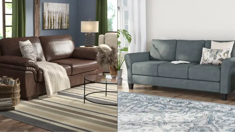 Leather and fabric couches