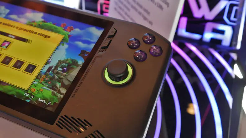 Close up of a black game handheld
