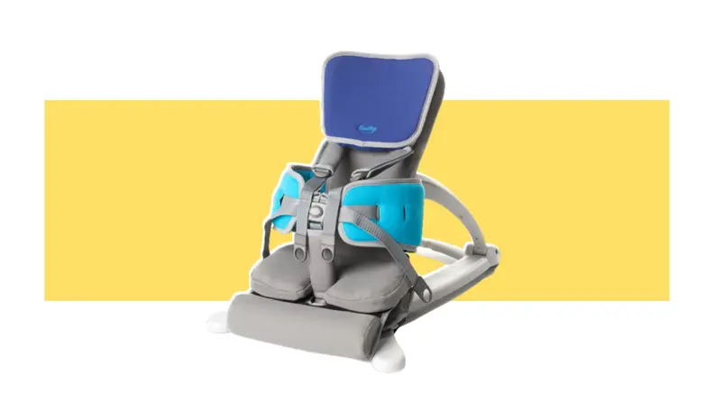 A blue GoTo seat on a yellow background.