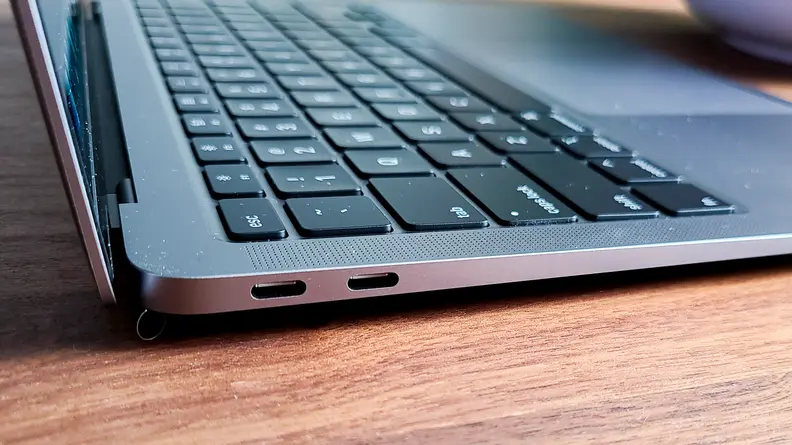 The USB-C ports on the MacBook Air