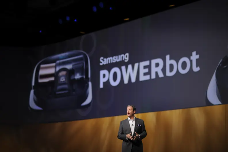 John Herrington, SVP of Samsung Electronics America shows of Powerbot at CES 2015 Press Conference