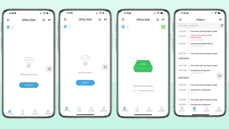 Several screenshots from the Lockly app.