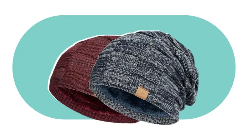 Two knit beanies.