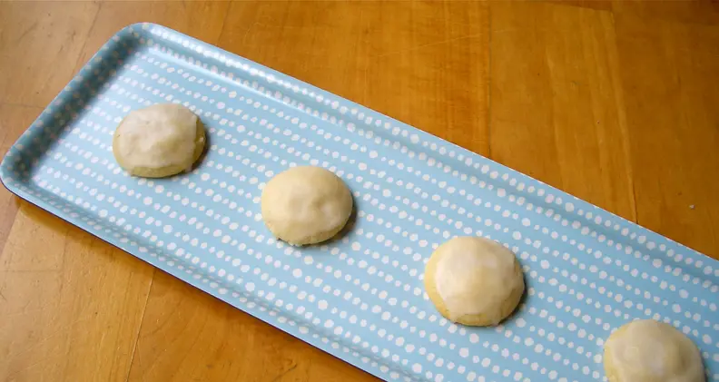 row of lemon cookies on tray