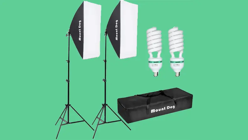 Softbox kit against green background
