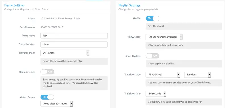 With each Nixplay frame, there are tons of options and settings you can adjust according to your preferences.
