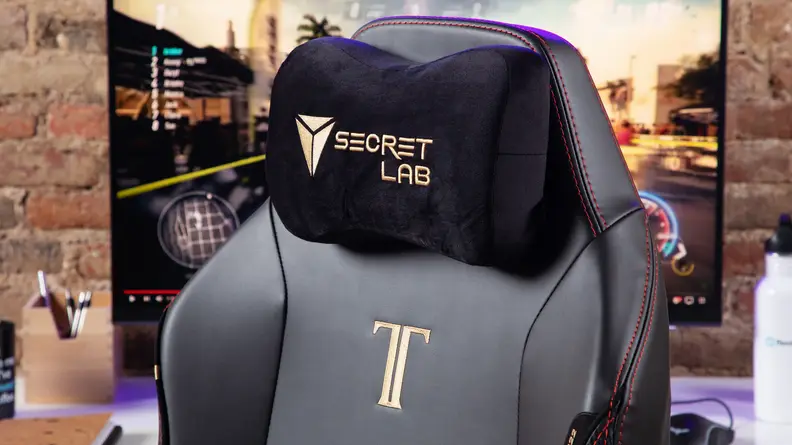 Close-up shot of the chair's neck pillow.