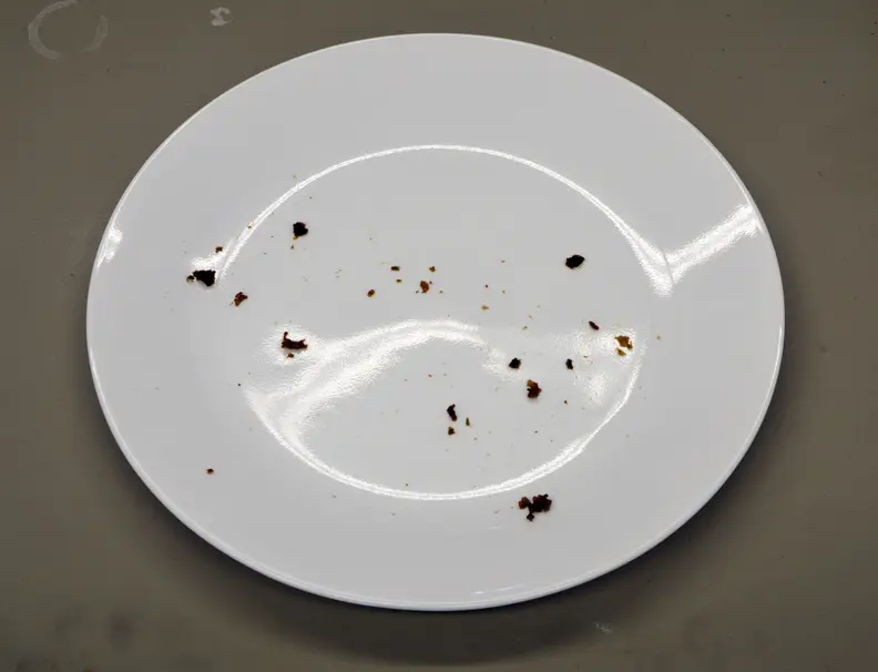 Meat chunks left on a plate