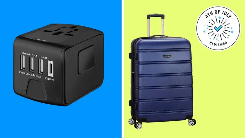Portable charger and suitcase.