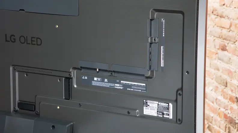 The connections outlet on the back of the LG G3 OLED TV.