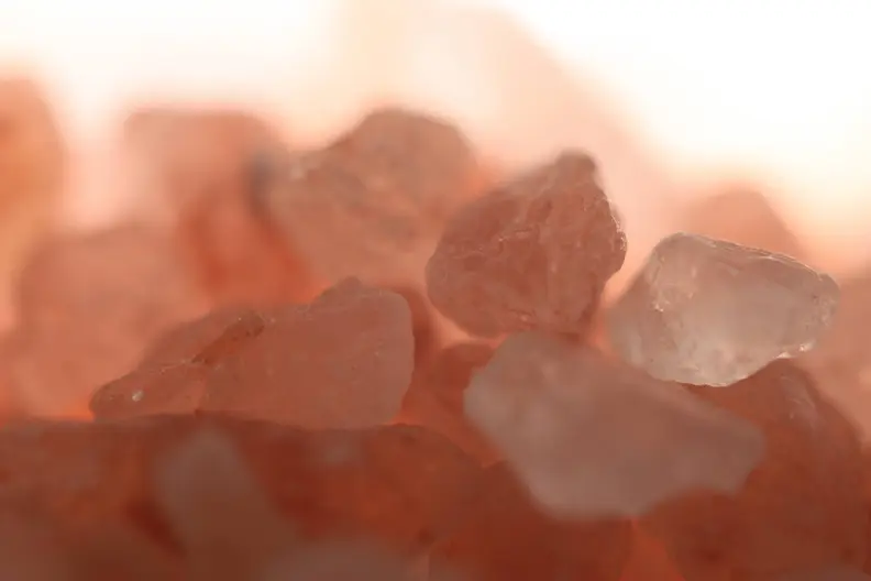 A close-up of pink Himalayan salt
