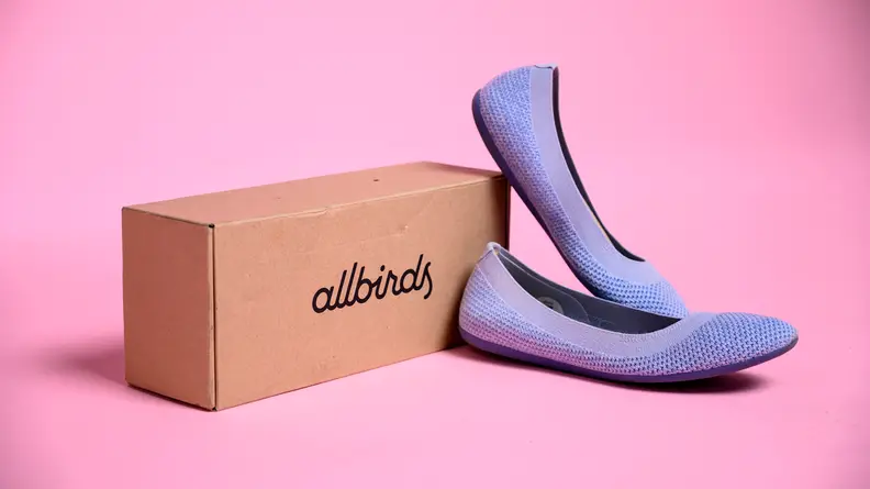 allbirds flats next to the box they come in