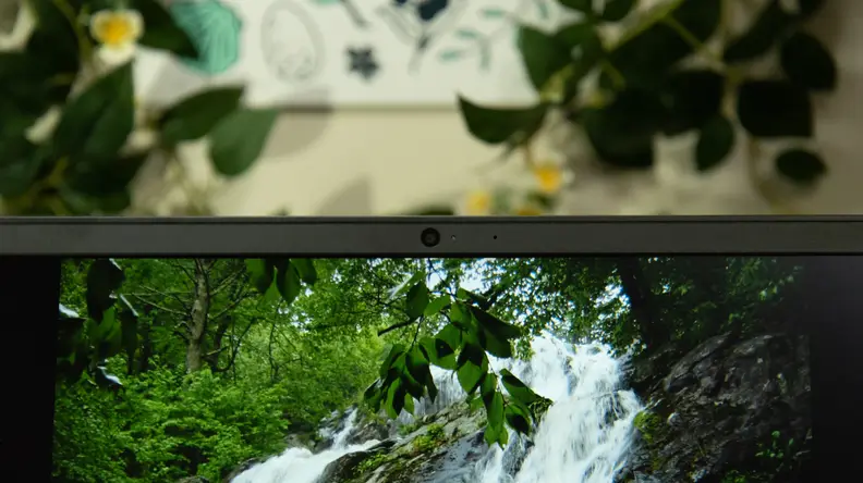 A closeup of the webcam on the bezel