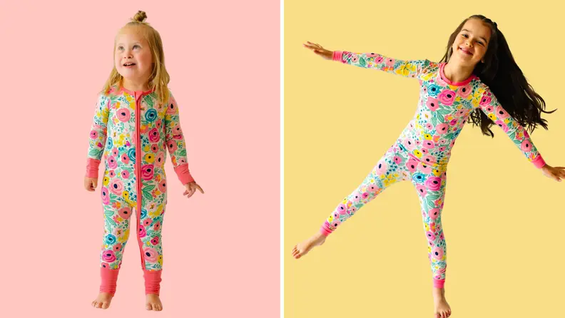 Two children wearing Little Sleepies' Secret Garden PJ set