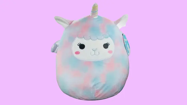Product shot of Winona The Rainbow Llama-Corn plush Squishmallow toy.
