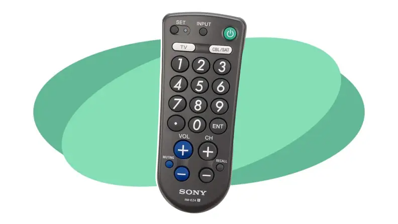 The Sony RM-EZ4 remote on a colorful background