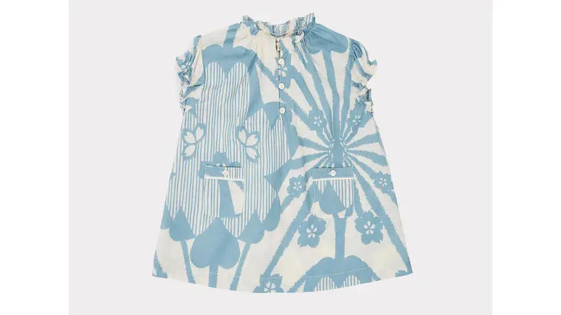 Notting Hill baby dress in light blue floral print.