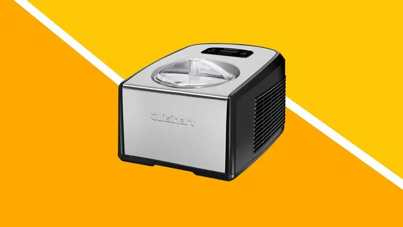 Close up of a Cuisinart ice cream maker.