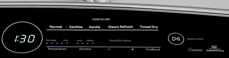 ...then you pick how you want it washed. The Whirlpool Cabrio WED8500DC isn't 100% fool-proof, but it should take a lot of the guesswork out of effective laundering.