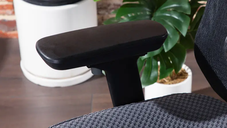 Close-up shot of the armrest on the Tempur-Pedic office chair.