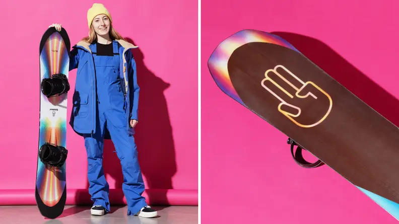 snowboard on pink background