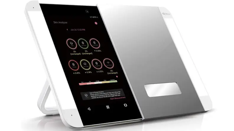 HiMirror Slide smart makeup mirror open on a white background