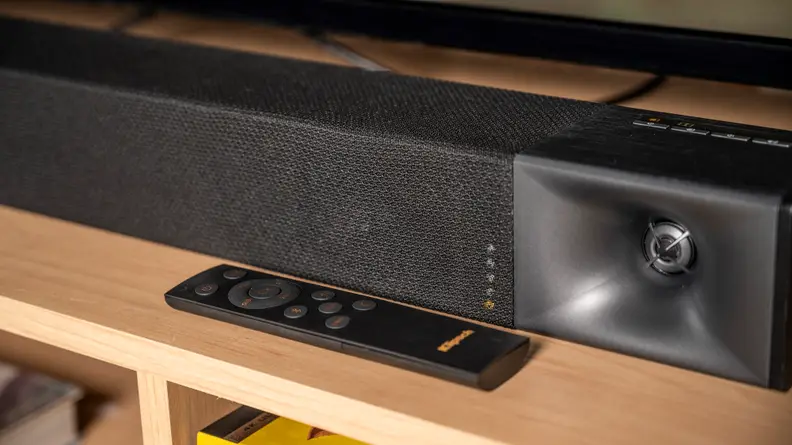 Klipsch Cinema 400 side with remote