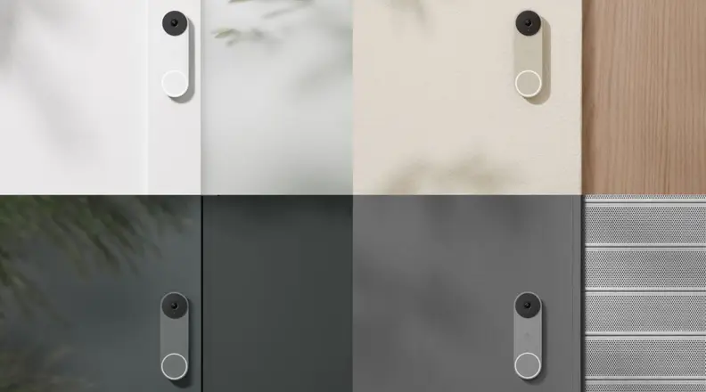 The new Nest video doorbell in four colors.