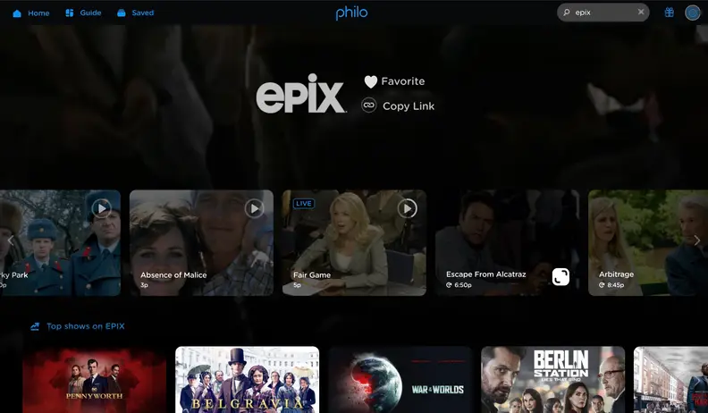 You can subscribe to Epix on Philo for an extra $6 per month.
