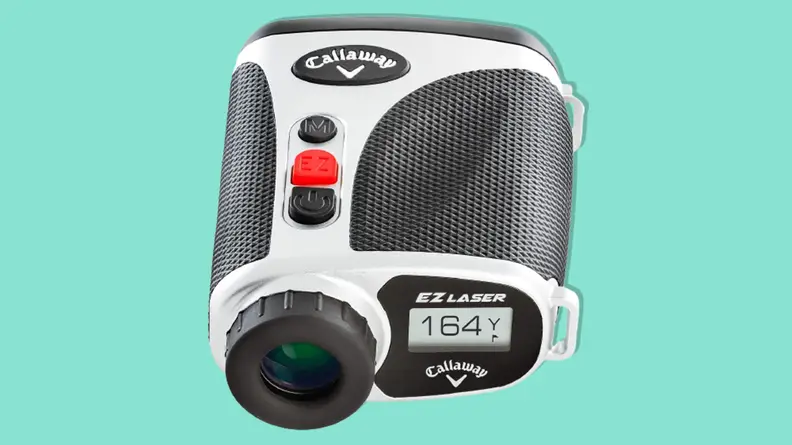Callaway EZ Laser Rangefinder on teal background.