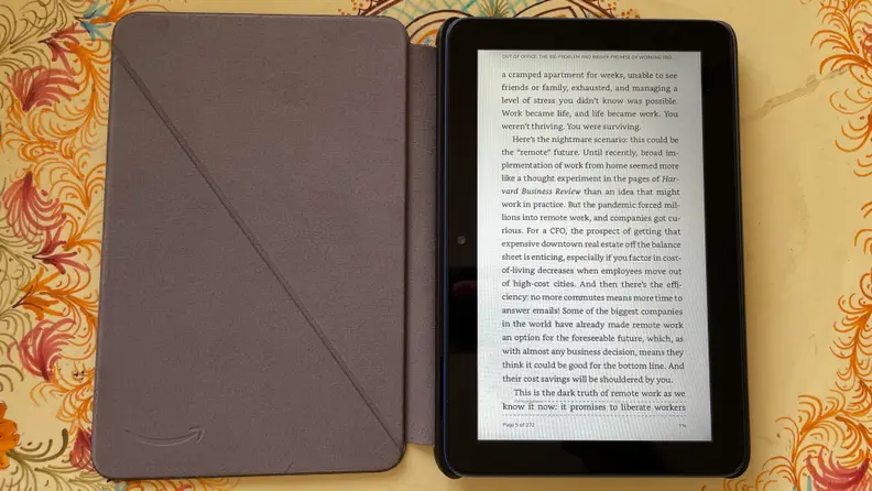 The page of a novel on the tablet's display screen.